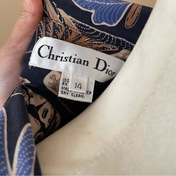 Christian Dior 100% Silk Navy Floral Print open front Blazer Jacket - Picture 9 of 11